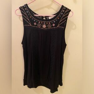 Black floral tank top